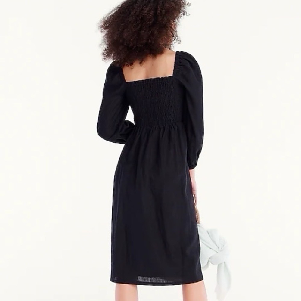 NEW J.Crew Linen Daydream Midi Dress Black - Picture 6 of 13
